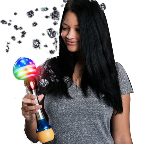 12 Inch Light Up USA Flag Globe Bubble Multicolor Wand