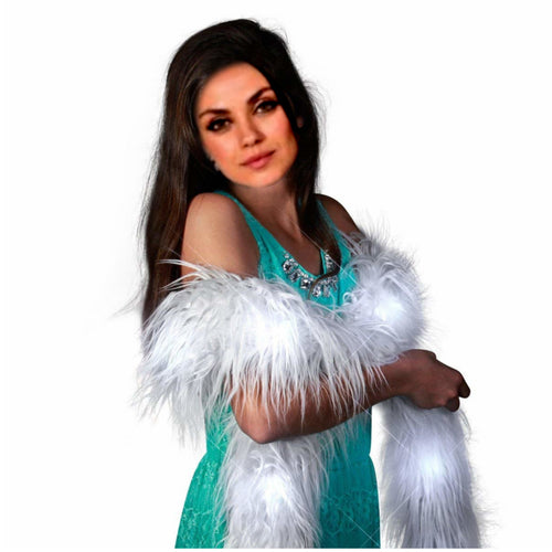 LED Faux Fur Boa White