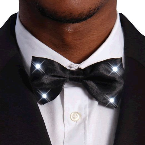Black Bow Tie with White LED Lights