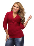 Women's Regular Length Red Poly Spandex Round Neck Tees