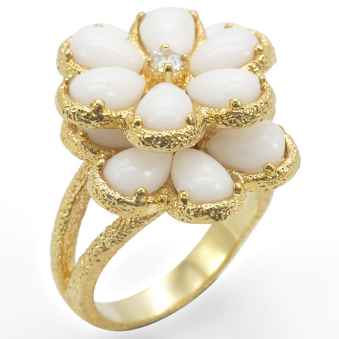 1W045 - Brass Ring Gold Women Synthetic White