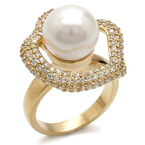 1W103 - Brass Ring Gold Women Synthetic White