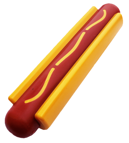 SP Hot Dog Ultra Durable Nylon Dog Chew Toy for Aggressive Chewers - Yellow/Red