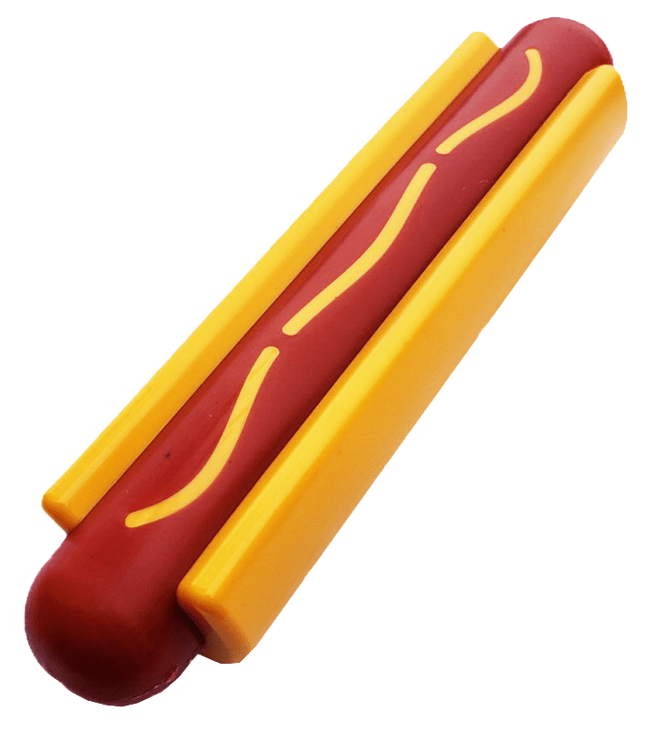 SP Hot Dog Ultra Durable Nylon Dog Chew Toy for Aggressive Chewers - Yellow/Red