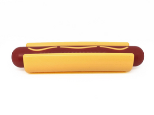 SP Hot Dog Ultra Durable Nylon Dog Chew Toy for Aggressive Chewers - Yellow/Red