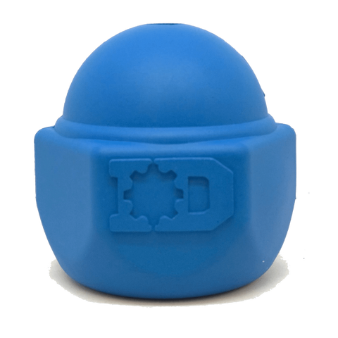 ID Cap Nut Ultra-Durable Rubber Chew Toy and Treat Dispenser - Blue - Large