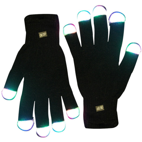 LED Black Gloves Multicolor LEDs
