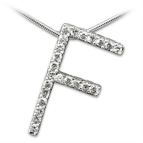 21606 - Brass Pendant Rhodium Women AAA Grade CZ Clear