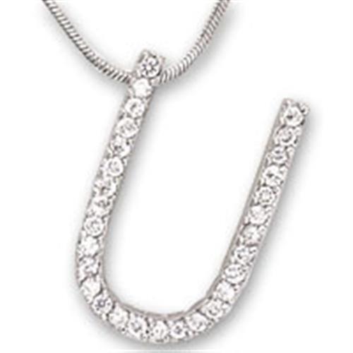 21619 - Brass Pendant Rhodium Women AAA Grade CZ Clear