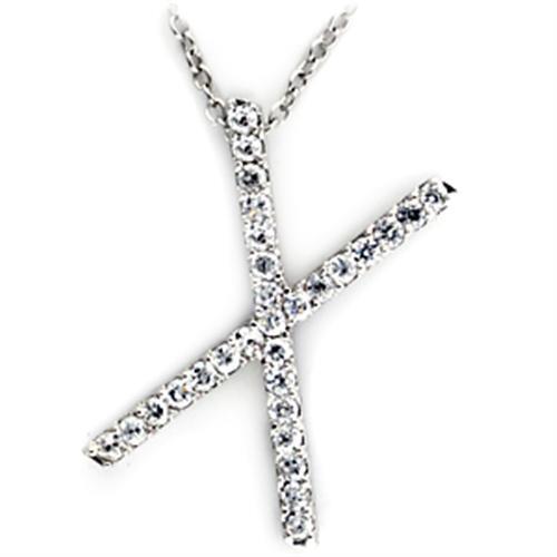 21622 - Brass Pendant Rhodium Women AAA Grade CZ Clear