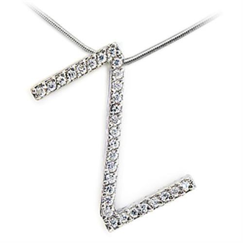 21624 - Brass Pendant Rhodium Women AAA Grade CZ Clear