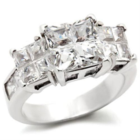 22725 - 925 Sterling Silver Ring High-Polished Women AAA Grade CZ Clear