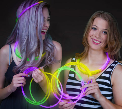 22 Inch Glow in the Dark Tri Color Necklace Green Purple Yellow 50 Pack