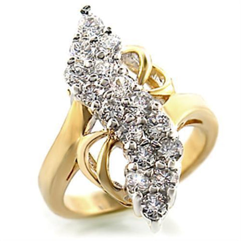 2W017 - Brass Ring Gold+Rhodium Women AAA Grade CZ Clear