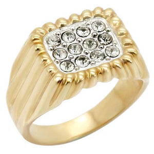 2W039 - Brass Ring Gold+Rhodium Men Top Grade Crystal Clear