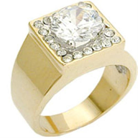 2W076 - Brass Ring Gold+Rhodium Men AAA Grade CZ Clear