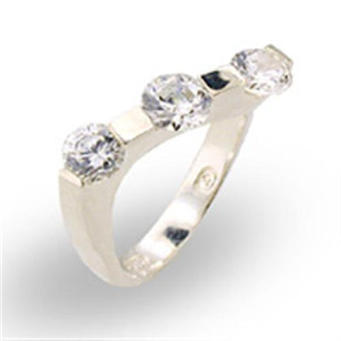 30123 - 925 Sterling Silver Ring High-Polished Women AAA Grade CZ Clear