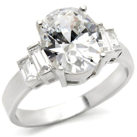 30305 - 925 Sterling Silver Ring High-Polished Women AAA Grade CZ Clear