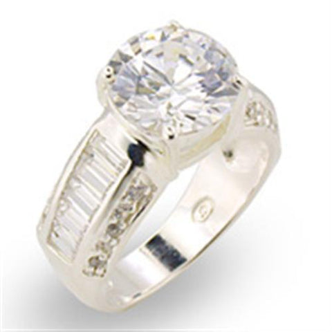 30307 - 925 Sterling Silver Ring High-Polished Women AAA Grade CZ Clear