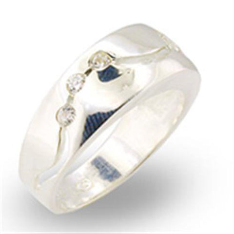 30336 - 925 Sterling Silver Ring High-Polished Women AAA Grade CZ Clear