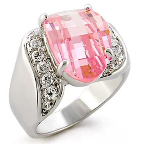 30813 - 925 Sterling Silver Ring High-Polished Women AAA Grade CZ Rose