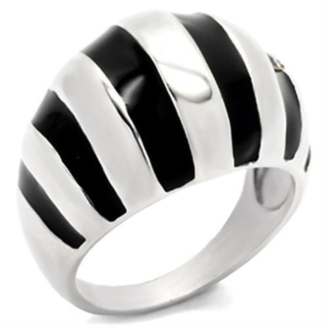 30914 - 925 Sterling Silver Ring High-Polished Women Epoxy Jet