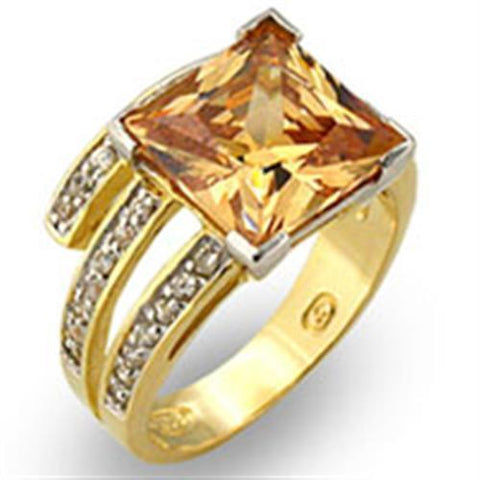 31221 - 925 Sterling Silver Ring Gold+Rhodium Women AAA Grade CZ Champagne