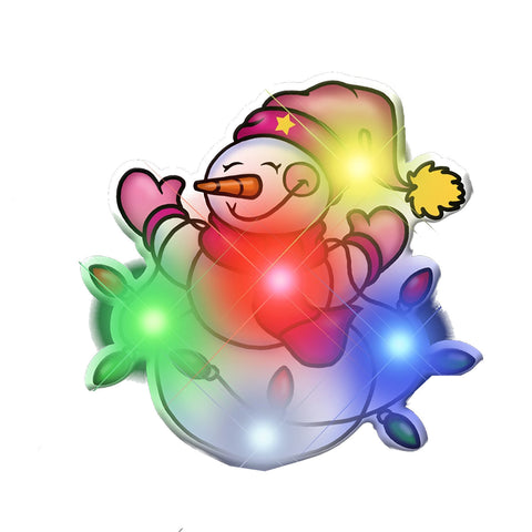 Snowman Tangled up in Christmas Lights Flashing Blinky Body Light Lapel Pins