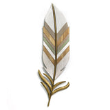 Distressed Boho Feather Metal And Wood Wall Decor