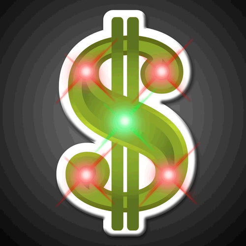 Dollar Sign Flashing Body Light Lapel Pins