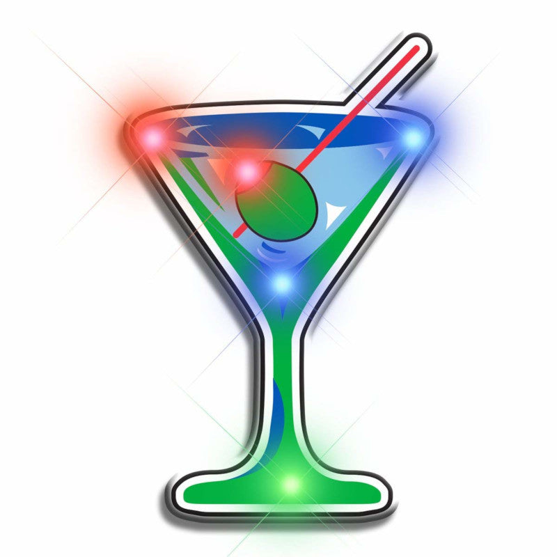 Martini Flashing Body Light Lapel Pins