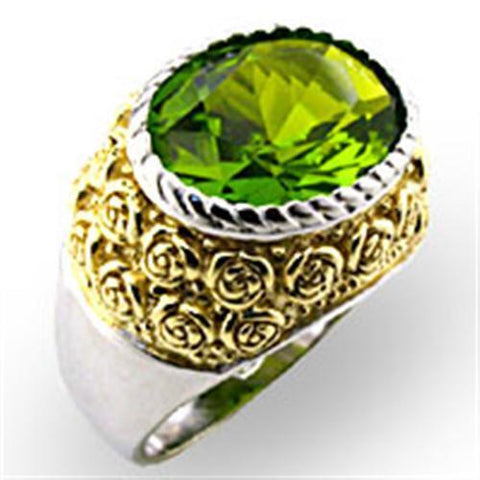 32804 - 925 Sterling Silver Ring Reverse Two-Tone Women Synthetic Peridot