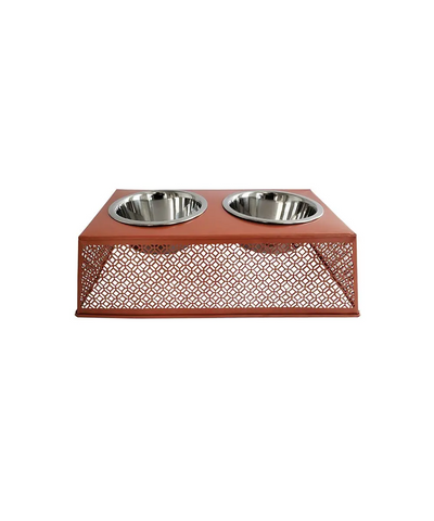 Southern Style Orange Punch Metal Elevated Pet Feeder (Two Bowls Each 16oz)