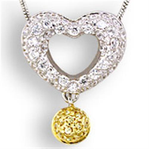 33106 - 925 Sterling Silver Pendant Reverse Two-Tone Women AAA Grade CZ Citrine