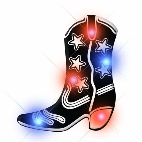 Black Western Cowboy Boot Flashing Body Light Lapel Pins