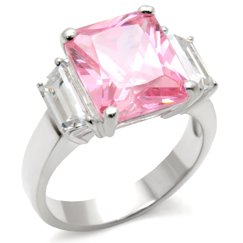 34102 - 925 Sterling Silver Ring High-Polished Women AAA Grade CZ Rose