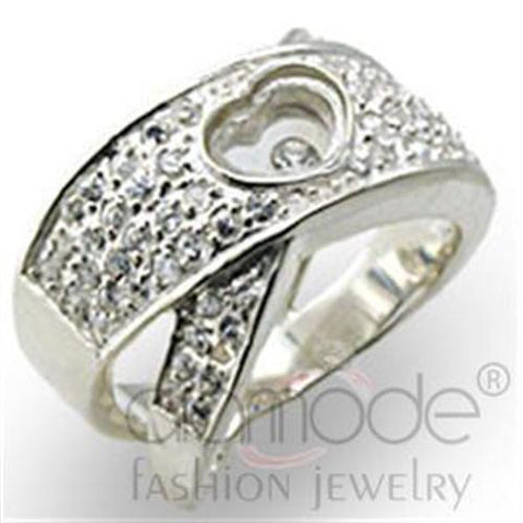 34114 - 925 Sterling Silver Ring High-Polished Women Top Grade Crystal Clear