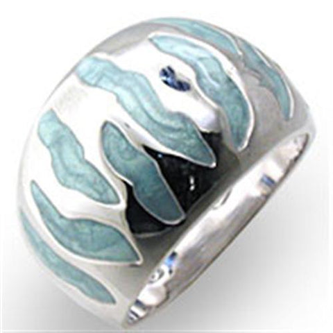 34205 - 925 Sterling Silver Ring High-Polished Women Epoxy Sea Blue