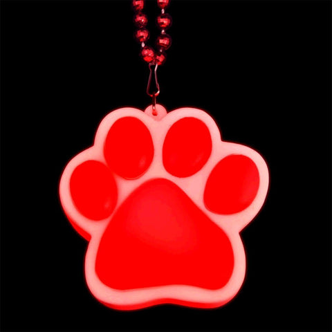 Light Up Red Paw Print Charm Necklace