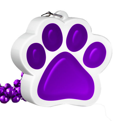 Light Up Purple Paw Print Charm Necklace