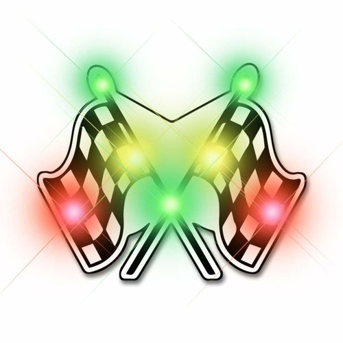 Checkered Flags Flashing Body Light Lapel Pins