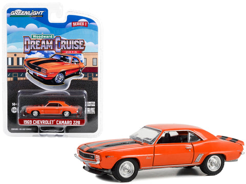 1969 Chevrolet Camaro Z/28 Orange with Black Stripes "22nd Annual Woodward Dream Cruise Featured Heritage Vehicle" (2016) "Woodward Dream Cruise" Series 1 1/64 Diecast Model Car by Greenlight