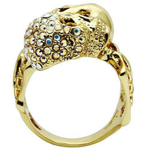 3W007 - White Metal Ring Gold Men Top Grade Crystal Aurora Borealis (Rainbow Effect)