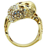 3W007 - White Metal Ring Gold Men Top Grade Crystal Aurora Borealis (Rainbow Effect)