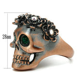 3W014 - White Metal Ring Ancientry Gold Men Top Grade Crystal Emerald