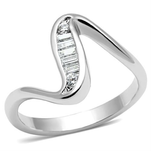 3W024 - Brass Ring Rhodium Women AAA Grade CZ Clear