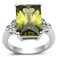 3W029 - Brass Ring Rhodium Women AAA Grade CZ Olivine color