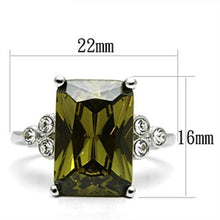 3W029 - Brass Ring Rhodium Women AAA Grade CZ Olivine color