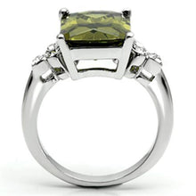 3W029 - Brass Ring Rhodium Women AAA Grade CZ Olivine color