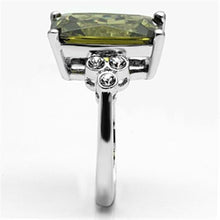 3W029 - Brass Ring Rhodium Women AAA Grade CZ Olivine color